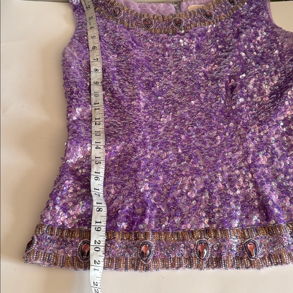 Vintage Cardell Wool Purple Sequin Rhinestone Sleeveless Evening Formal Top sz S - Picture 8 of 11